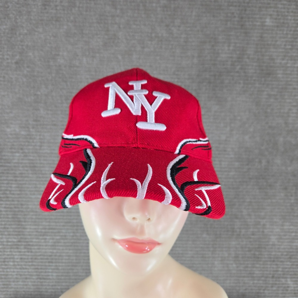 Unbranded Mens OS Red NY Tribal Embroidered Wool Blend Baseball Hat